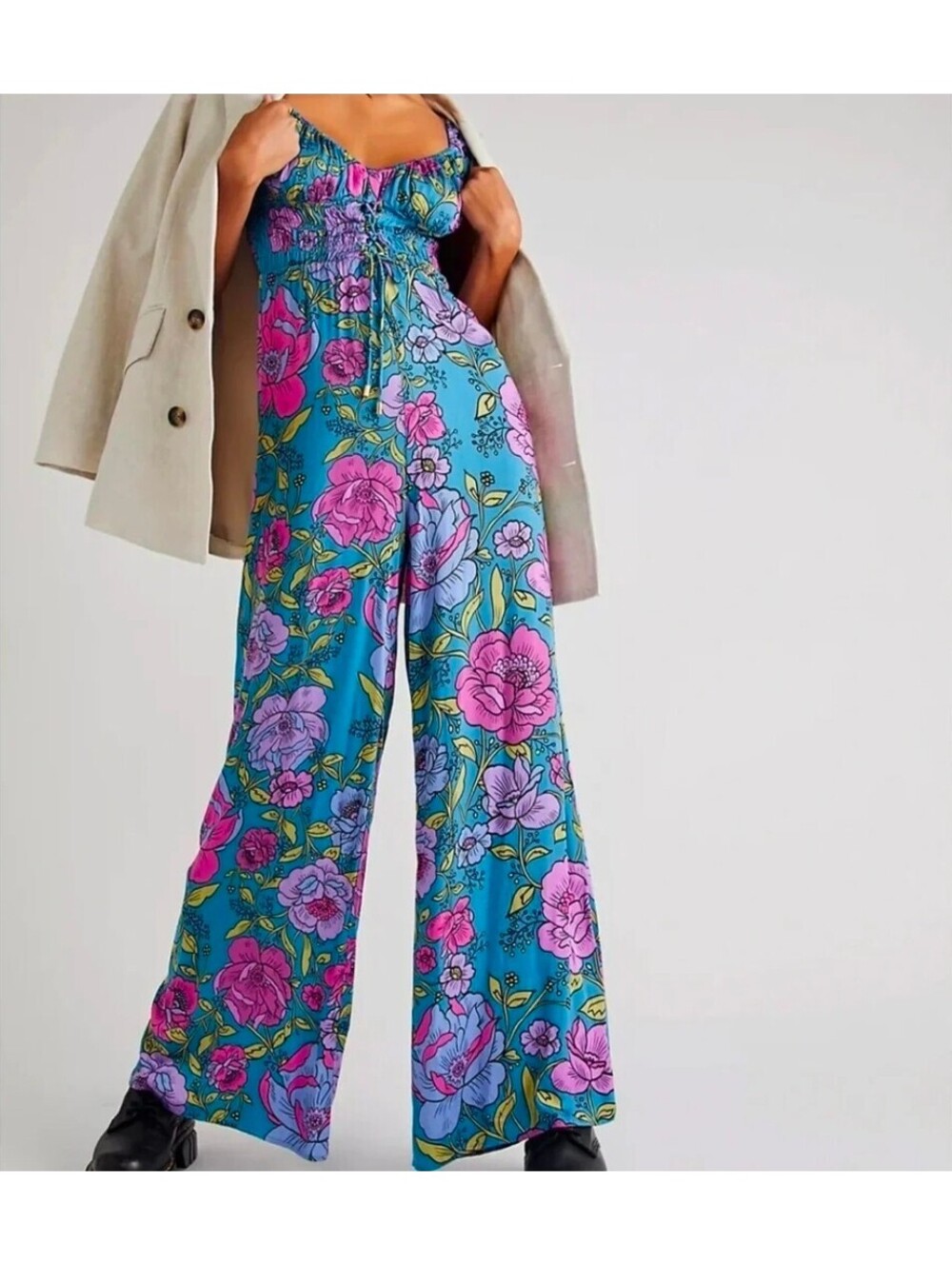 Free People Floral Wide Leg Jumpsuit Medium